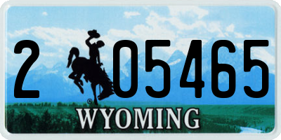 WY license plate 205465
