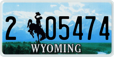 WY license plate 205474