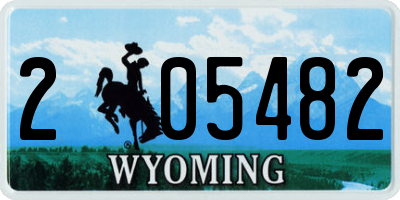 WY license plate 205482