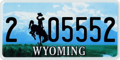 WY license plate 205552