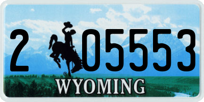 WY license plate 205553