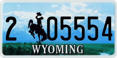 WY license plate 205554