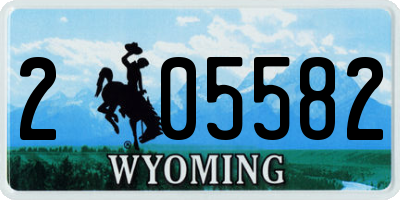 WY license plate 205582