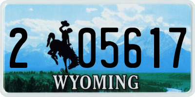 WY license plate 205617