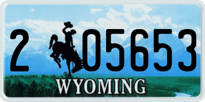 WY license plate 205653
