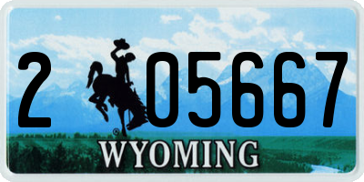 WY license plate 205667
