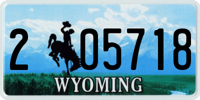 WY license plate 205718