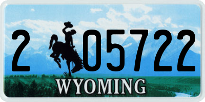 WY license plate 205722