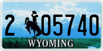 WY license plate 205740