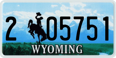 WY license plate 205751