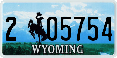 WY license plate 205754