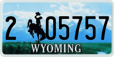 WY license plate 205757