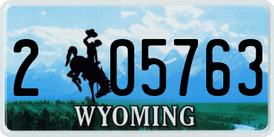 WY license plate 205763