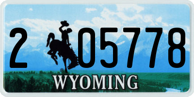 WY license plate 205778