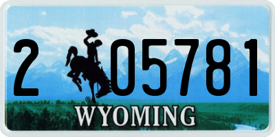 WY license plate 205781