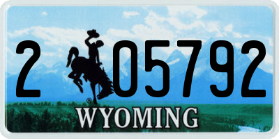 WY license plate 205792