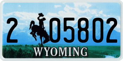 WY license plate 205802