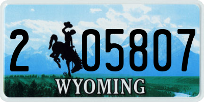 WY license plate 205807