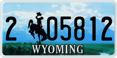 WY license plate 205812