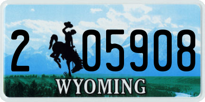 WY license plate 205908