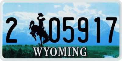 WY license plate 205917