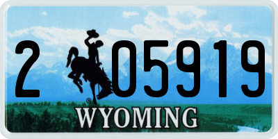 WY license plate 205919