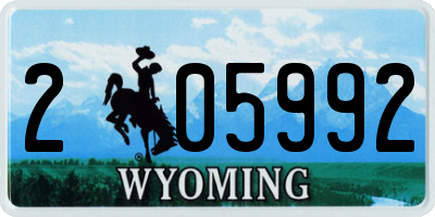 WY license plate 205992