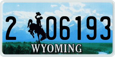 WY license plate 206193