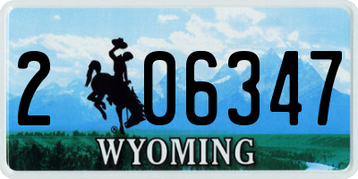 WY license plate 206347