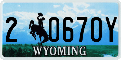 WY license plate 20670Y