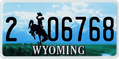 WY license plate 206768