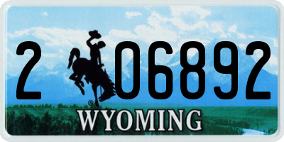 WY license plate 206892