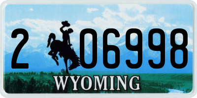 WY license plate 206998