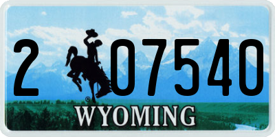 WY license plate 207540