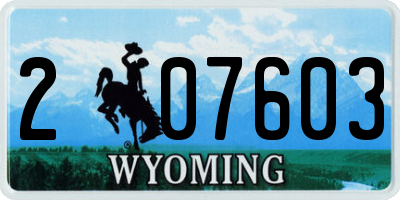 WY license plate 207603
