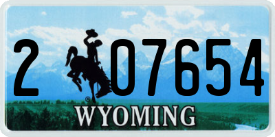 WY license plate 207654