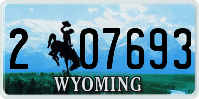 WY license plate 207693