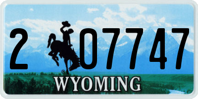 WY license plate 207747