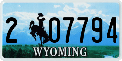 WY license plate 207794