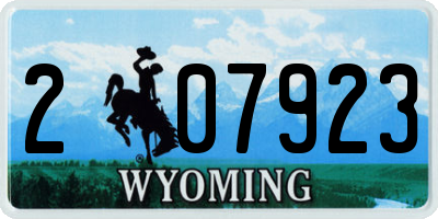 WY license plate 207923