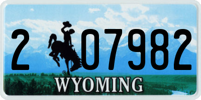 WY license plate 207982