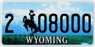 WY license plate 208000