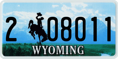 WY license plate 208011