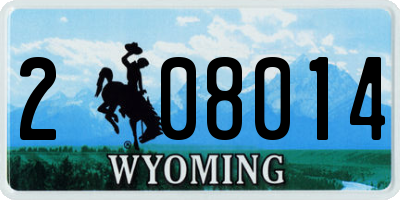 WY license plate 208014