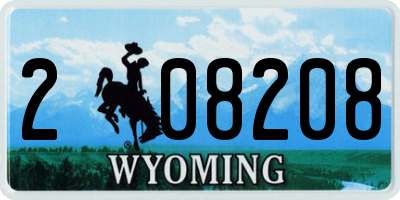 WY license plate 208208