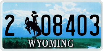 WY license plate 208403