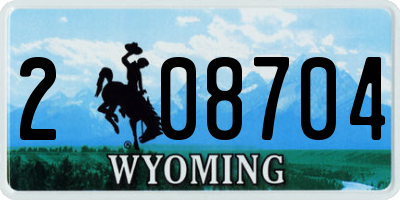 WY license plate 208704
