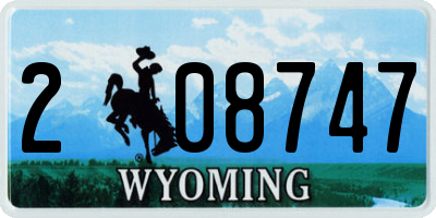 WY license plate 208747