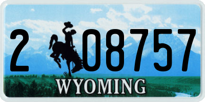 WY license plate 208757