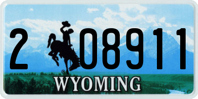 WY license plate 208911